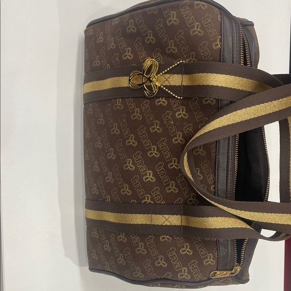 Aritzia Handbags - Aritzia tna Brown and Gold Designer Bag Y2K